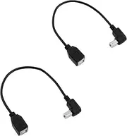 SING F LTD 2Pcs Printer Extension Cable 90 Degree Angled USB 2.0 Type-B Male to Female Printer Adapter Suitable for Printer, Scanner, Mobile HDD and More (UP Angled +Down Angled)