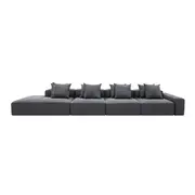 [James Lane] Riley Linen Charcoal Modular Sofa - 1x Arm, 3x Armless, 1x Left Terminal