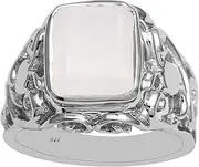 [MOONEYE] 8 * 10 mm Octagon Moonstone Cut-Out Carving Filigree Shank Ring 925 Silver Statement Ring