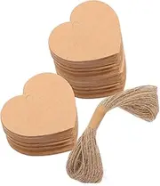 WRITWAA 1 Set Heart Shaped Present Tags Blank Labels with Twine for DIY Crafts Valentine Day Weddings Price Tags Name Cards Scrapbook Embellishment