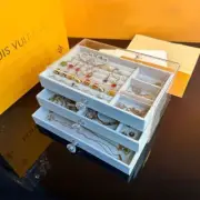 NEWAcrylic Velvet Jewelry Organizer with 3 Drawers Stackable Display Storage Box