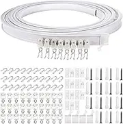 White Curtain Track Set With Hook Pulley Sturdy For Installing Curtain Accessories ABS And Flexible Tough