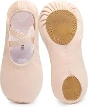 [OLORA] Ballet Shoes for Girls Toddler No-Tie Split Sole Canvas Dance Slippers Yoga Practice Shoes Gymnastic Shoes for Toddler/Little Kid/Big Kid/Women