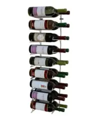 RevueVino wall mounted metal wine rack - Silver - 18 Bottles - 3 Foot - 2 Deep