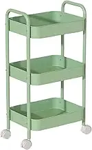 Storage Cart 3-Tier Rolling Cart with Carbon Steel Handrails Load-Bearing Rolling Storage with Mute Wheels for Office Living Room Kitchen Sorting Storing