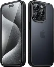 JETech Matte Case for iPhone 15 Pro 6.1-Inch, Shockproof Military Grade Drop Protection, Frosted Translucent Back Phone Cover, Anti-Fingerprint (Black)