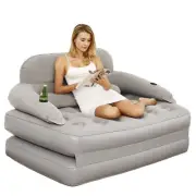 Inflatable Chair Air Couch Camping Air Mattress Sofa Bed with Backrest Pump