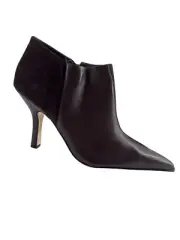 Sam & Libby Leather Suede Brown Size 10 Mixed Texture Boot Pointed Toe Sculpted