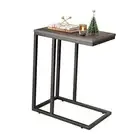 Snack Side Table, C Shaped End Table for Sofa Couch and Bed, Gray Grey