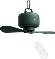 JISULIFE 8000mAh Camping Fan Battery Operated, USB Rechargeable with Remote Control, Removable Fan Blades, Hanging Hook, Timer, 4 Speeds for Outdoor-Green