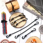 24 Pieces Mini Bungee Cords W/ Hooks Small Cord Black Bungie Straps Elastic Set