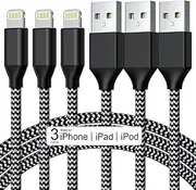 BSJXD 3Pack Car iPhone Charger Cable 10FT MFi Certified Lightning Cable Nylon Braided Fast Charging Cord Compatible for iPhone 14 13 12 11 Pro Max XR XS X 8 7 6 Plus SE iPad for Car Charging Cable