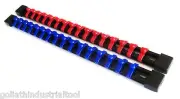 2 GOLIATH INDUSTRIAL 1/4" ABS MOUNTABLE RED/BLUE SOCKET RAILS HOLDERS ORGANIZER