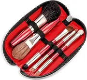 Protable Mini Makeup Brushes Set with Travel Case,5PCS Cosmetic Brushes Kit(Natural and Synthetic Hair)-Includes Foundation-Contouring-Blending-Blush And Eyeshadow Brushes(Travel Size)