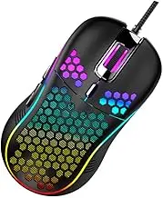 SMASOLO 1Pc Hollow Out Wired Gaming Mouse with RGB Lights Ergonomic Design for Comfortable Use Ventilated Honeycomb Structure for USB Computer Mouse