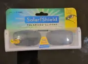Solar Shield Clip-On Polarized Gray Sunglasses 52 Rec A 100% UVA /UVB Protection