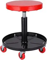 [HHWRT] Work Stool Chair with Storage, Mechanic Stool, Tray Storage Workshop Chair for Auto Repair, Padded Rolling Workshop Stool with Tool Tray, Rolling Pneumatic Creeper Garage/Shop Seat