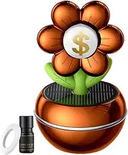 Car Fragrance Air Freshener, Solar Powered Auto Perfume Diffuser, Flower Design Wealth Sign, 360 Degree Rotation, Scent Decor Accessories For Dashboard Decoration