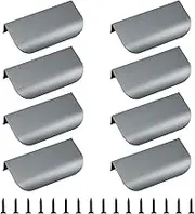 Finger Edge Pull, 8pcs Concealed Handle Modern Style Drawer Handle, Aluminum Alloy Invisible Handle Wardrobe Handle for Cabinet Hardware Drawer, 80mm/Matte Gray, (W-MF002101-EU)
