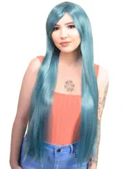 Jade Dusty Blue Womens Long Straight Costume Wig