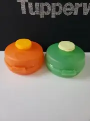 Tupperware Bagel Keeper Round Sandwich Lunch Box Salad Container Smidget Set !!