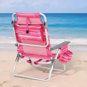 Costway2-Pack Folding Backpack 5-Position Beach Chair with Pillow for Outdoor-Pink