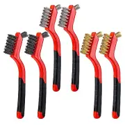 6Pcs Mini Wire Brush Set, Stainless Steel/Brass/Nylon Bristles Wire Brushes, ...