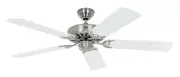 Ceiling Fan Brushed Chrome & White 132 CM Classic Royal Flat