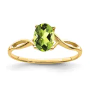14K Yellow Gold 7x5mm Oval Peridot Checker ring