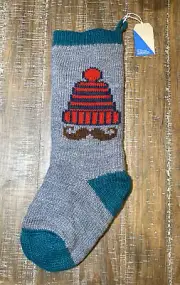Gap Kids JUMBO Christmas Stocking Pottery Barn West Elm Knit Mustache 24” RARE
