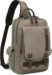 [mygreen] Canvas Cross Body Messenger Bag Shoulder Sling Backpack Travel Rucksack