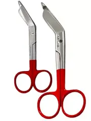 EMT Medical Scissors, Bandage Scissors Set of 2 Color Red 4.5" & 5.5" Stainless