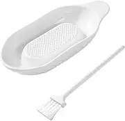 Ceramic Garlic Grater Bowl With Brush | Multifunctional Dish for Garlic, Carrot, Vegetables, and Fruits