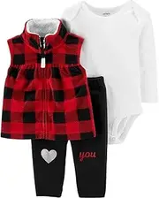 [Carter's] Baby Girls 3 Piece Little Vest Set (Red/Black)