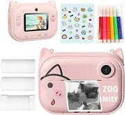 C3 Camera 32GB Instant Camera P Pr for Birthday s for Girls with 12MP Dual Lens Printing Paper Support WiFi Transmissin Applicable to Self-Adhesive P Paper Pink
