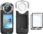 Rszfnjxry 360 X3 Anti-Fog Lens Guards Cap,Silicone Protective Cover Case and Screen Protectors for Insta360 x3,Bundle Include 1pc Silicone Case+2pcs Screen Protectors+1pc Lens Protector