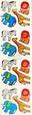HAMBLY STUDIOS STICKERS PRISMATIC ANIMALS ELEPHANT ZEBRA GIRAFFE LION VINTAGE
