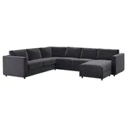 VIMLE crnr sofa-bed, 5-seat w chaise lng, Djuparp dark grey