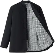 [NTWSHS] Chinese Clothing Winter Warm Tang Suit,Men Cotton Kung Fu Clothing Tops Martial Art Jacket Coats Long Sleeve Cotton Tai Chi Clothes for Seniors(Black,XX-Large)