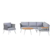 Breeza 5 Seater Corner Outdoor Lounge Set with Teak Table