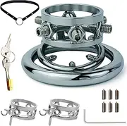 SM Chastity Belt Men CBT Chastity Cage SM Penis Cage With Spikes Cock Rings And Spikes And Belt BDSM Sex Toys Penis Cage Sex Toys For Men(Rund/L,50mm)