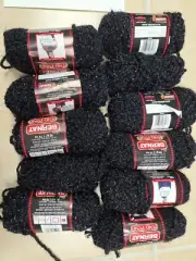Bernat Ping Pong Yarn in Brilliant Black, lot of 11 skeins