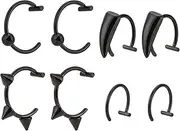[NICENEEDED] 4 Pairs Fake Nose Ring Hoop, Fake Septum Fake Nose Ring Stud Piercing Nose Cuffs, Septum Lip Ear Ring Non Pierced Spring Clip Nose Ring Jewelry for Women Men