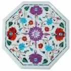 12" Marble Coffee side Table Top Semi Precious Stone Inlay Corner Table decor