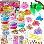 12 Cups DIY Slime Kit Slime Making Kit for Girls 10-12 Crystal Clear Slime Glow in The Dark Slime with Add-ins Foam Balls Charms Slime Party Favours Gift Toys for Kids