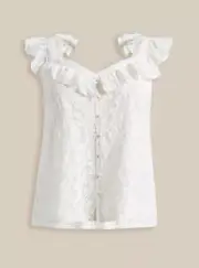 NWT Torrid 2 White Lace Overlay Ruffle Sleeveless Romantic Top, Size 2X 18 20