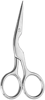 1Pc 9.4cm Mini Stainless Steel Embroidery Tailor Scissor Mustache Trimming Portable Shears Men Beard zhengpingpai (Color : Silver)