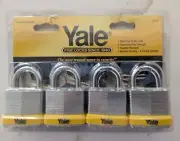 Vintage Yale 4 Pack 40mm Padlocks L40-4 Keyed Alike (NOS)