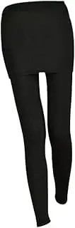 LIGIGWASH Leggings with Attached Mini Skirt Elastic Waistband Casual Pants for Women Versatile Black Skirt with Leggings for Work Shopping and Dating