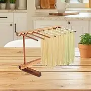 Pasta Drying Rack with 8 Suspension Rods Acacia Wood Noodle Drying Rack Collapsible Pasta Dryer Household Spaghetti Noodle Dryer Stand Homemade Fresh Noodle Hanger for Drying Pasta